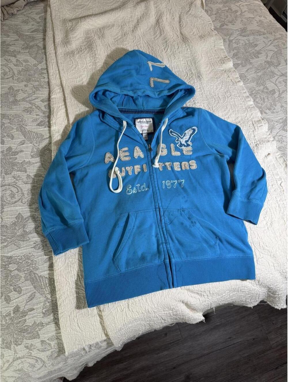 y2k blue american eagle 3/4 sleeve zip up